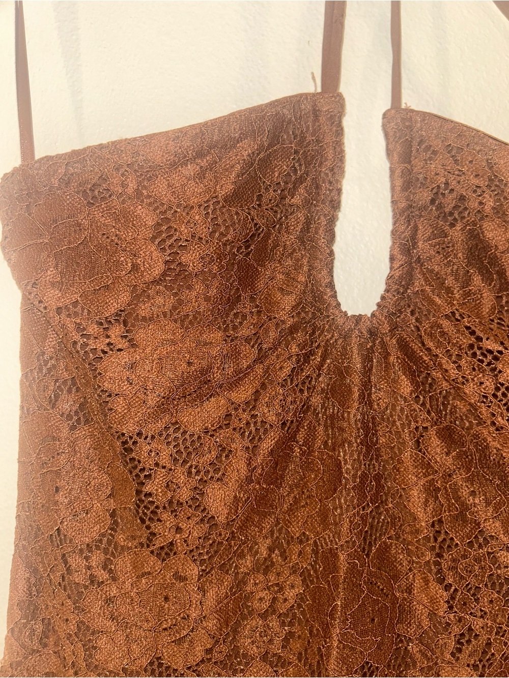 NWT XS Petal & Pup Brown Lace Halter Maxi Dress midi Tucker bodycon sexy long - Picture 11 of 14